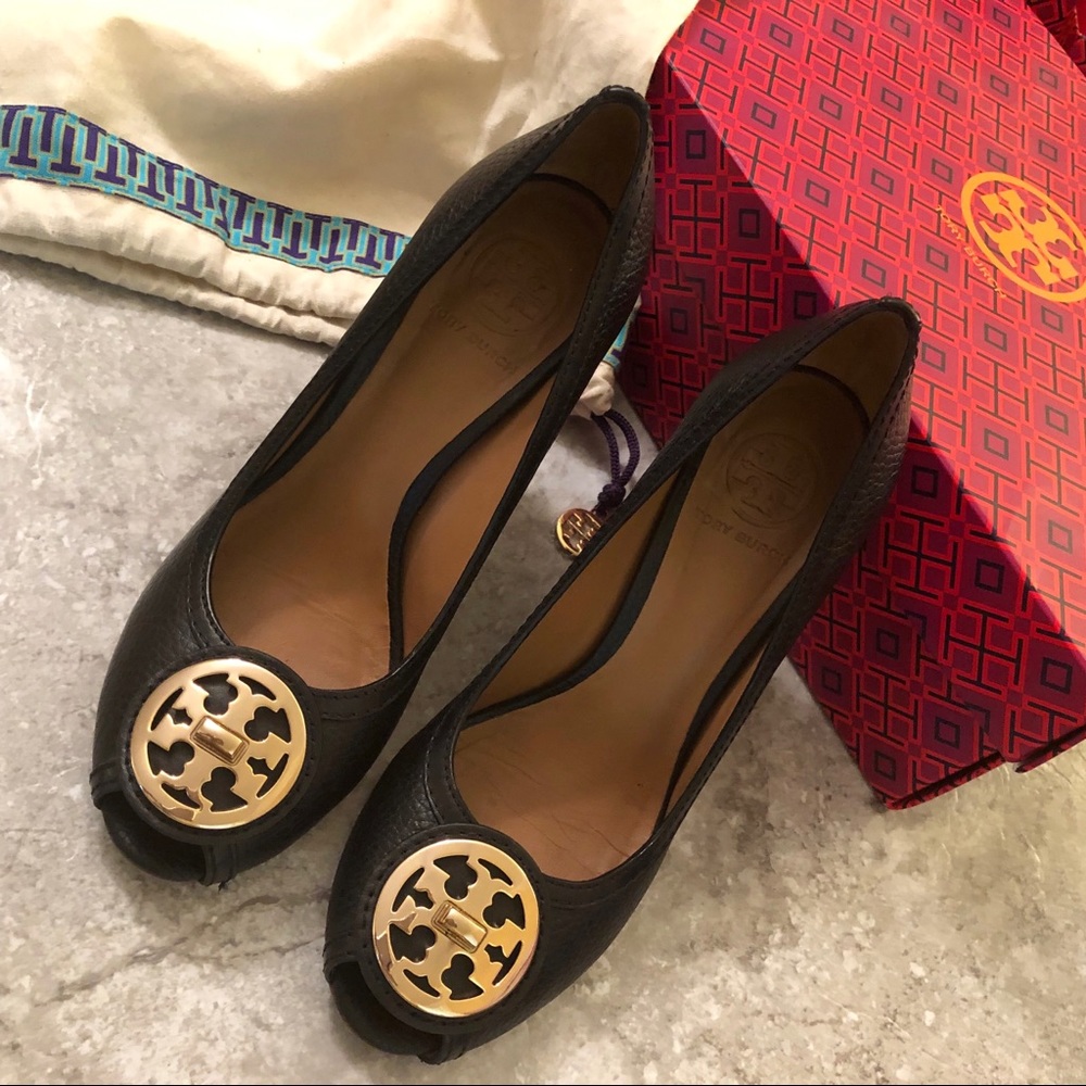 Tory Burch Selma Open Toe Wedge + Original Box
